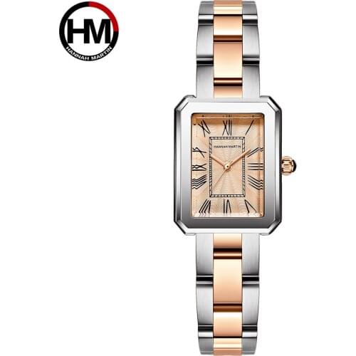 Fashion Between gold Ladies Quartz Watch Elegent Waterproof Square Dial Stainless Steel Band Japan Mov't Female Wrist Watches