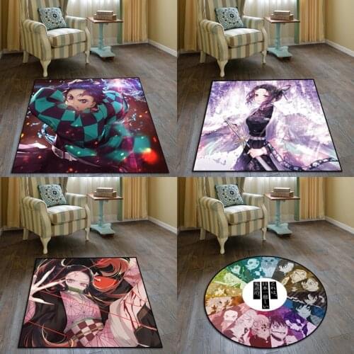 Anime Demon Slayer Doormat Floor Mat Round Carpet Rug Home Carpet Hotel Living Room Floor Mats Anti Slip