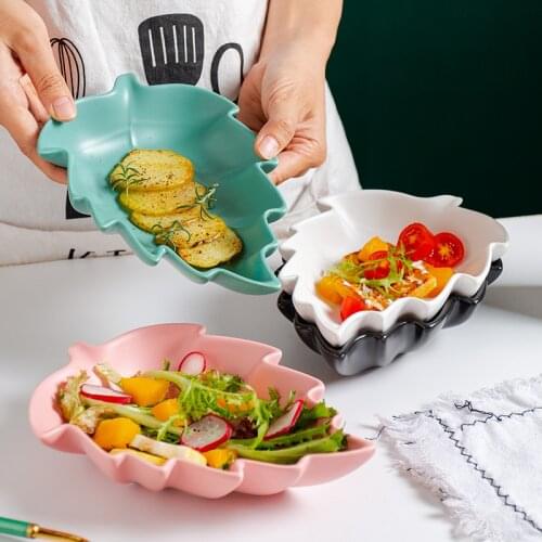 Nordic Decor Modern Fashion Ceramic Sauce Bowl Porcelain Leaf Shape Tableware Fruit Salad Bowl Snack Bowl Microwave Tableware