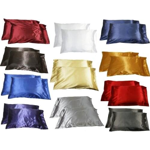 2pc New Queen/Standard Silk~y Satin Pillow Case Multiple Colors