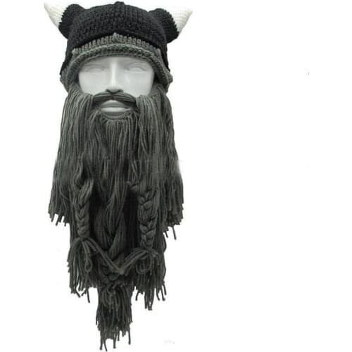 Hot Style Wacky Handmade Hat Long Beard Viking Hat Woolen Beard Horn Hat Halloween Dropshipping Fulfillment Drop Ship