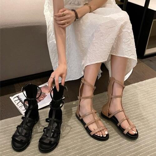 Women summer leather vintage hot sale sandals buckle casual sewing women retro sandals women ladies platform shoes