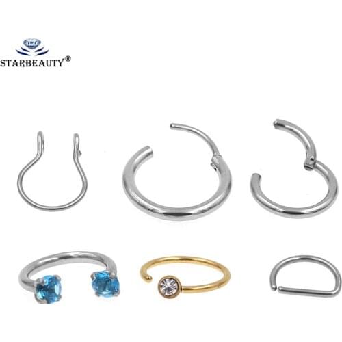 1pcs Hot Stainless Steel Nose SeOpen Hoop Ring Earring Body Piercing Studs Jewelry Body Piercing Jewellry Segment Nose Ring 16g