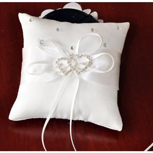 Wedding Ring Pillow With Bow Tie Cushion Wedding Decor Ring Pillow Embroidered Flowers Tie Wedding Party Supplies