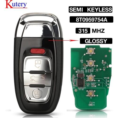 Kutery Remote Smart Car Key For Audi Q5 A4L A5 A6 A7 A8 RS4 Semi Keyless Entry Blade Glossy New Design 4BTN 315Mhz 8T0959754A