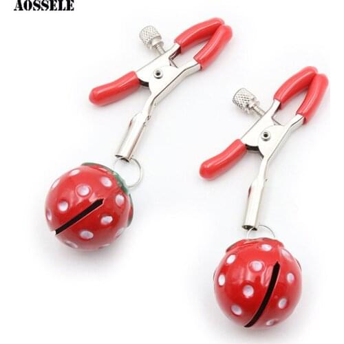 Strawberry Bell Breast Clamps Stainless Steel Nipple Clamps Clips BDSM Bondage Adult Games Sex Toys For Couples Women Men SM Toy