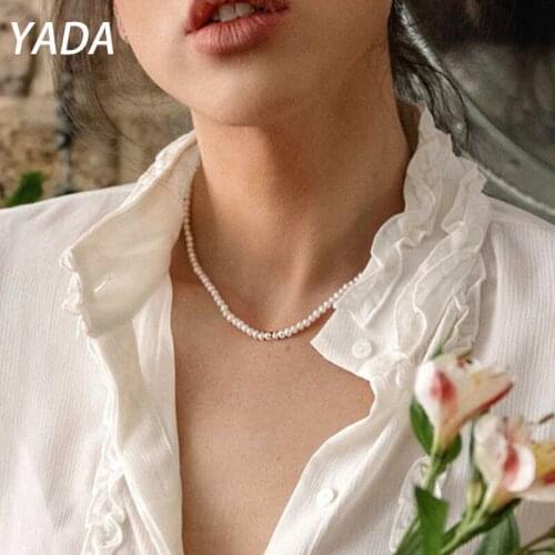 YADA Elegant Big White Imitation Pearl Beads Choker Presents&Necklace For Women Clavicle Chain Statement Necklaces SE210031