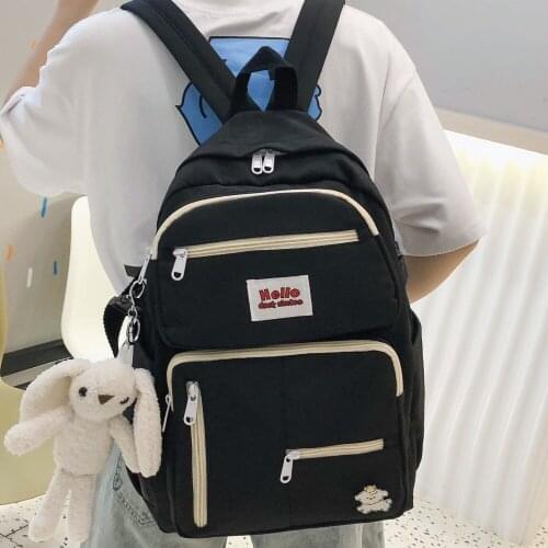 Ladies Badge Book Kawaii Backpack Fashion Student Girl School Bag Trendy College Women Cute Backpack Waterproof Nylon Female Bag