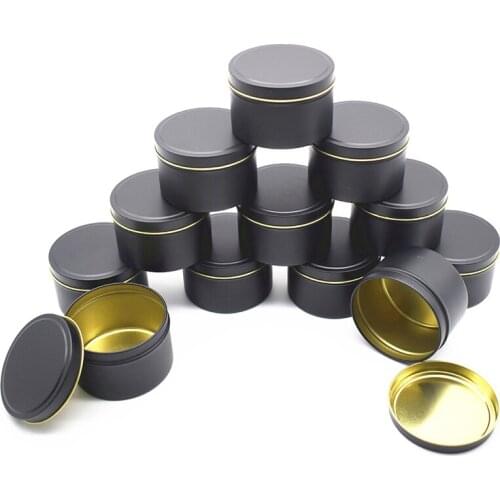 1PC Candle Jar Container with Lid Bulk Wholesale Round Silver Gold Black Empty Storage Box Tins for DIY Skin Care Beauty Samples