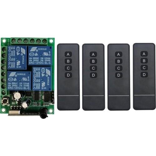 1000m Long Range Smart Multiple DC 12V 24V 10A 4CH 4 CH Wireless Relay RF Remote Control Switch Receiver+Transmitter