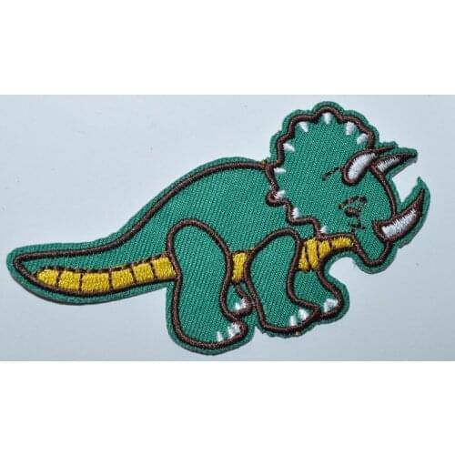 Triceratops dinosaur kids embroidered applique iron on patch (Size is about 8.9 * 4.3 cm)