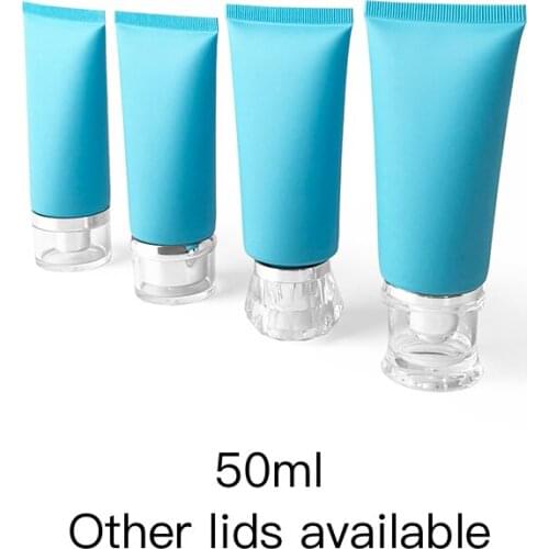 50ml Matte Blue Plastic Cosmetic Bottle Empty 50g Cream Squeeze Soft Tube Frost Body Lotion Packaging Container Free Shipping