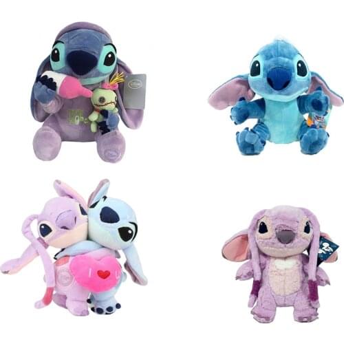 Disney Lilo & Stitch Anime Plush Doll Couple Models Baby Toys Angel Pendant Stuffed Animals Pillow Christmas Halloween Gifts