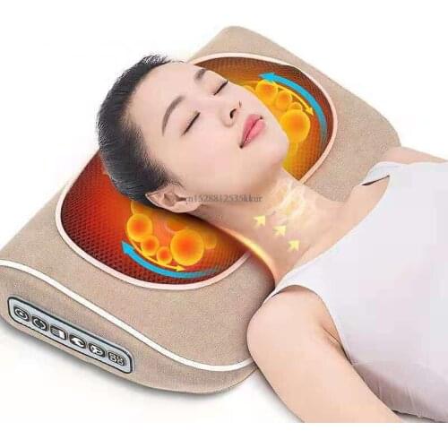 220v Electric Shiatsu Infrared Massage Pillow Machine Neck Leg Waist Hips Muscle Massager Electric for Back with 10 Ball Massage