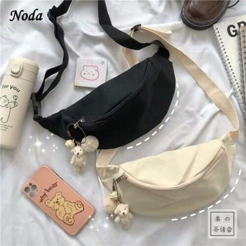 Canvas Solid Color Chest Waist Casual Crossbody Bags for Women 2021 Simple Fashion Shoulder Messenger Bag Female Handbags