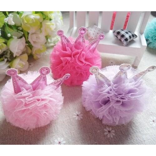 Dog/children hair crown gauze ball flower card edge clamp pet accessories 20pcs
