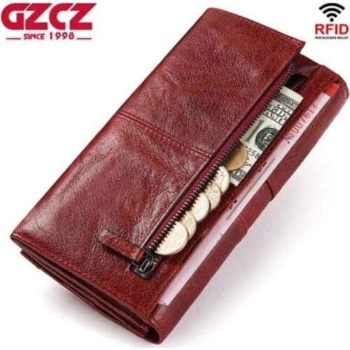 Cow Leather Rfid Genuine Leather Wallets Men Wallet Credit Business Card Holders Vintage Brown Leather Wallet Purses Quality
