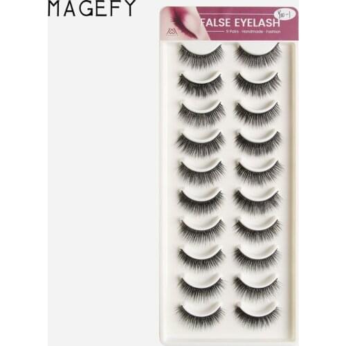 MAGEFY10 Pairs of False Eyelashes with Natural Soft Curling Eyelashes Imitation Mink Hair