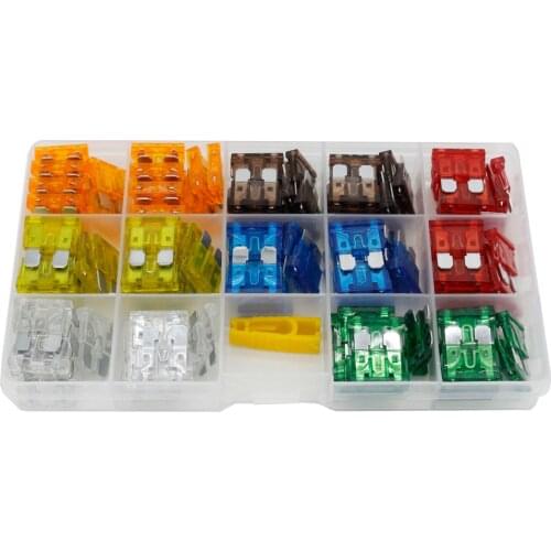 140 PCS medium blade automotive fuse kit for 5/7.5/10/15/20/25/30A plastic box car fuse box