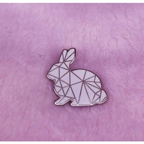 Origami white rabbit lapel pin forest animal and paper lovers magic gift