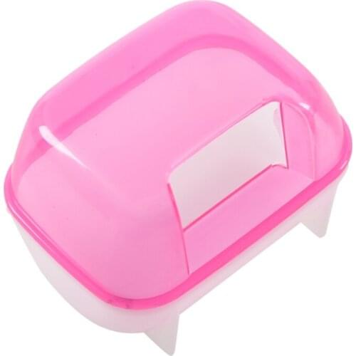 Pink White Small Hamsters Bathing Sand Cage Pet Bathroom 10 x 7 x 7cm