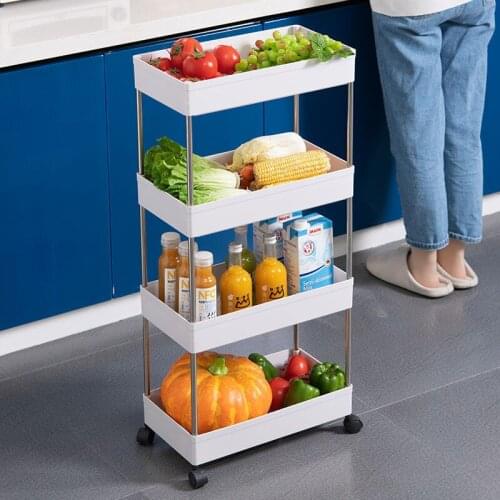 Movable crevice shelf kitchen supplies bathroom floor-standing crevice trolley storage rack