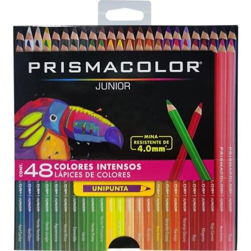 Prismacolor Junior 48 Lapis De Cor Estojo De Paper Box ,4.0mm Oily Colored Cores,Ideal for Drawing and Coloring,Spanish Version