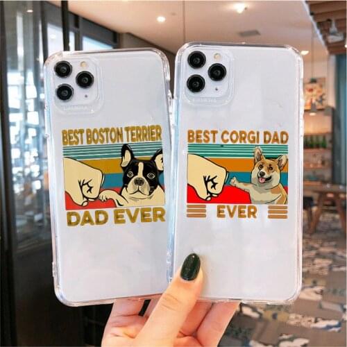 Cute Best Cat Dad Ever Cat Daddy Clear Phone Case For iPhone 11 Pro MAX 12 XR 7 X XS SE20 8 6Plus Funny Dog Soft TPU Cover Coque
