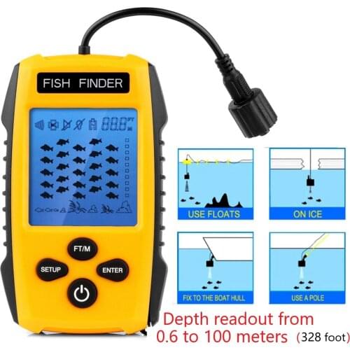 Handheld Fish Finder Ice Fishing Gear Depth Finder LCD Display 328ft (100m)