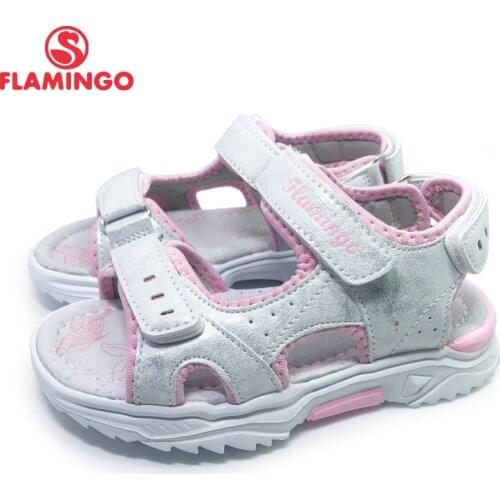 FLAMINGO 2021 Summer Children Shoes Fashion Kids Sandals For Girls 27-32 Fly Webbing Peep-Toe Beach Kids Girl Shoe