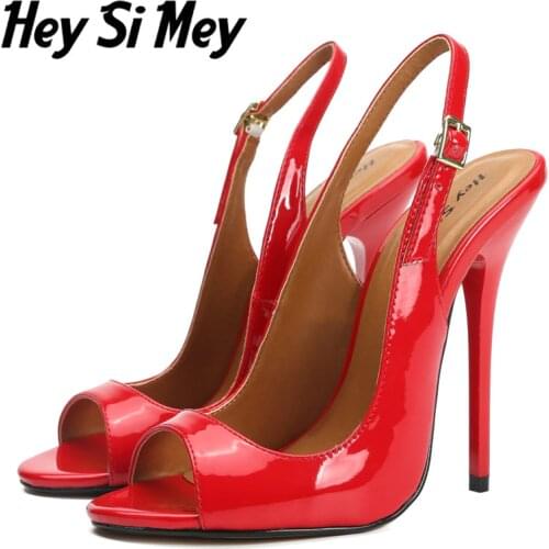 Fashion Womens Sandals 2021 Summer High Heels Shoes Elegant Black Red Brand Lady Sandals Party Women Slingback Shoes Large Size