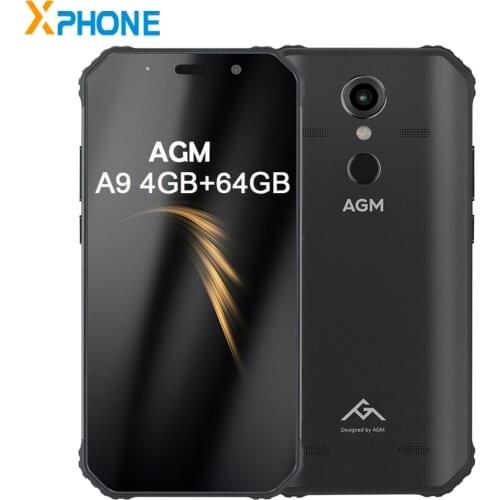 AGM A9 4GB 64GB Rugged Phone IP68 Waterproof Fingerprint Unlock 5400mAh 5.99 inch Android 8.1 Octa Core 4G OTG NFC Mobile Phone