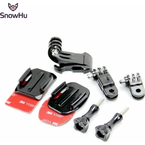 SnowHu Adjustment Curved Adhesive Helmet Front Side Mount kit GoPro Hero 9 8 7 6 5 4 3 for sj4000 5000 for Yi 4K camera GP19