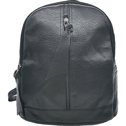 Stylish leather black backpack leisure class trip convenient large capacity backpack