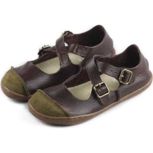 35-46) Ballerinas Women Barefoot Flat Shoes women Genuine Leather Buckle Strap Ladies Shoes Flat Soles Driving shoes