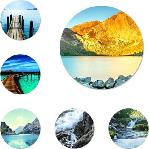 Wonderful Nature Scenery Badge Brooch Pin Accessories For Clothes Backpack Decoration gift 58mm