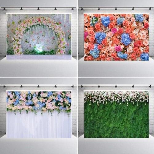 Wedding Party Photography Vinyl Background Simulation Plant Flower Rose Wall Decor Photocall Backdrop For Photo Studio