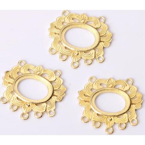 10Pcs 23*25mm Vintage Copper Charms Connector Pendant Base Cabochon Handmade DIY Jewelry Accessories