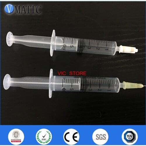 High Quality Non Sterilized 2Pcs 6Ml/Cc Plastic Liquid Dispenser Manual Syringe With White Tip Cap/Stopper & Needles