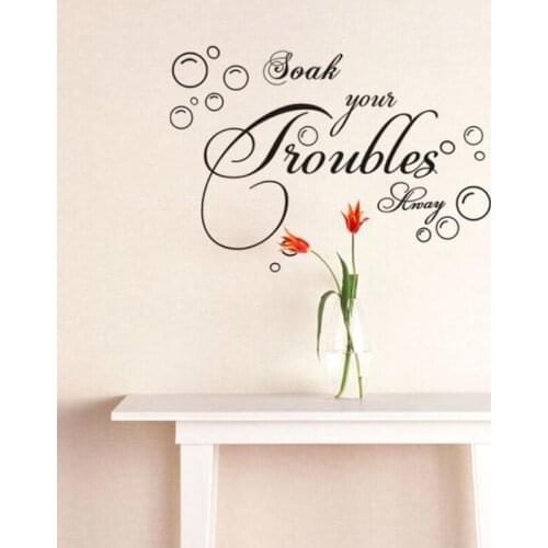 Soak Your Troubles Away Quotes Wall Decals Vinyl Wall Stickers for Living Room Bedroom Gym Wallpaper Sofa Background Art B170