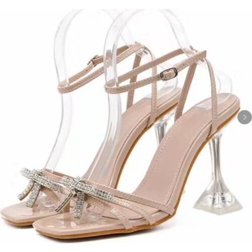 Summer Shoes Women Sandals Sexy Gladiator Clip Toe High Heels Bandage Buckle Strap Pumps Squre Toe Ladies Party Vogue Stiletto