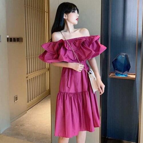 Women Ruffles Elegant party dress,plus size 6XL 7XL Bohemian holiday beach dress,streetwear sexy Off shoulder slash neck dress