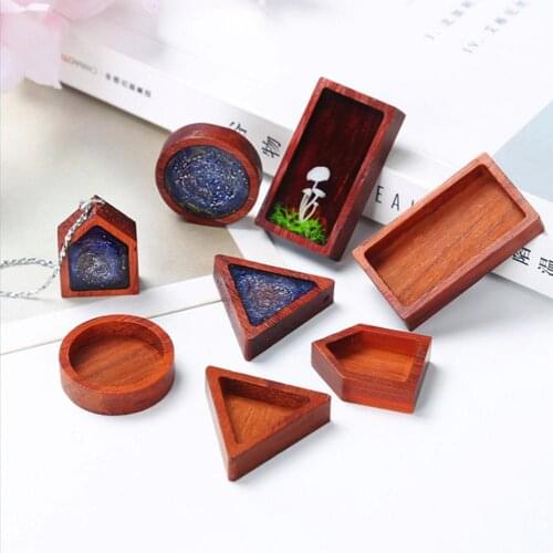 1Set Wooden Mould for DIY Necklace Pendant Mould Epoxy Resin Casting Mold Polishing Sandpaper Waxed Cord Transparencies Handmade