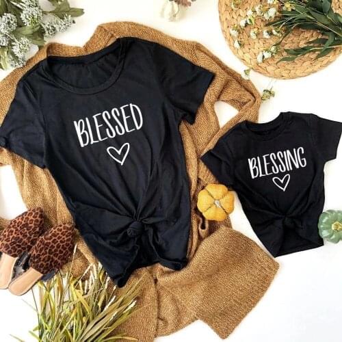 1pc Blessed Blessing Mommy and Me Matching Shirts Family Look Matching Outfits Mother and Daughter T-shirts Mother and Son Tops