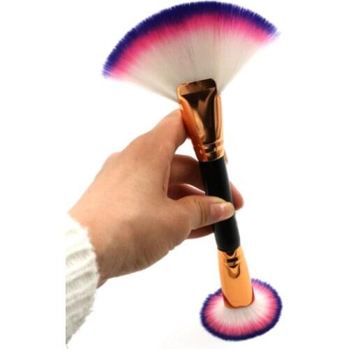 1Pc Doubled Ended Makeup Brushes Practical Fan Brush +Flat Brush Multifunctional Cosmetics Tool For Women Facial Make Up Brush