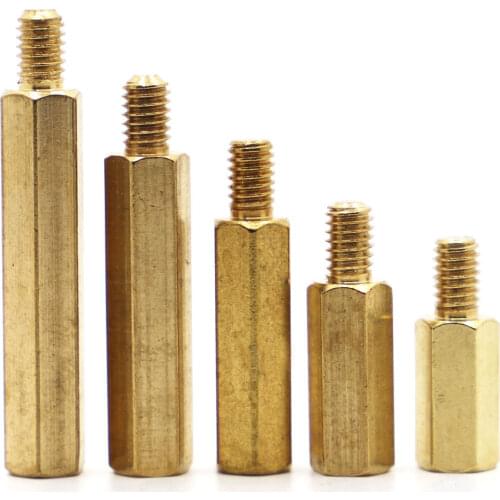 10Pcs M2.5 M3 M4 Copper Brass Pillars Standoff Circuit Spacer PCB Board Nut Screws Hex Round Single Cylinder Hexagon Pillar