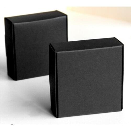 100pcs Wholesale Black Carton Kraft Paper Jewelry gift cardboard box for packaging cajas carton gift paper packaging box lot
