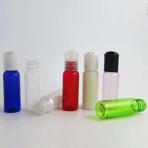 100 x 20ml Outdoors Empty 20ml PET Plastic Cream Bottle with White Black Clear Disk Cap Insert Set 2/3oz PET Cosmetic Containers