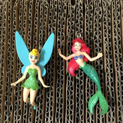 2PCS/1lot 6cm High quality Disney Mermaid wonderful flower fairy PVC figural Keyring DIY material Pendant