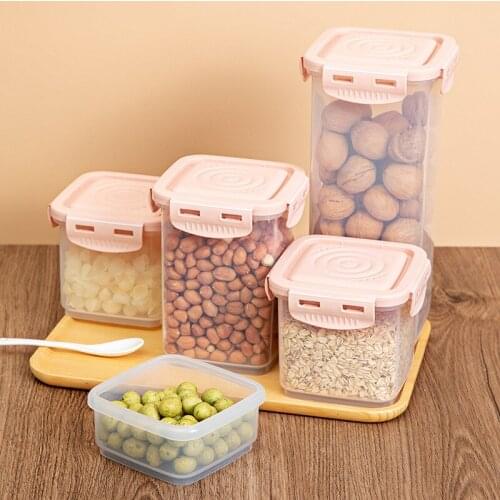 2021 Creative Kitchen Storage bBottles Sealed Moisture-proof Transparent Tank refrigerator fresh-keeping box storage jars pink